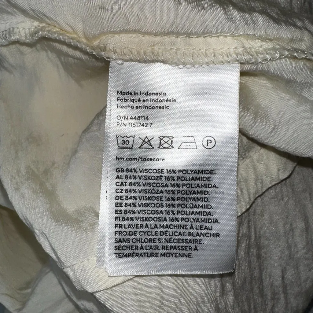 H&M Ivory Crinkle Textured Dressy Wrap Blouse XS | Clean Classy Minimalist Chic - Image 7