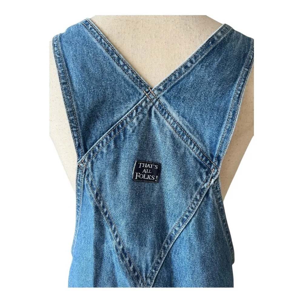 Vintage 90s Warner Bros Looney Tunes Blue Denim Overalls Relaxed Fit Size M Size M - Image 4