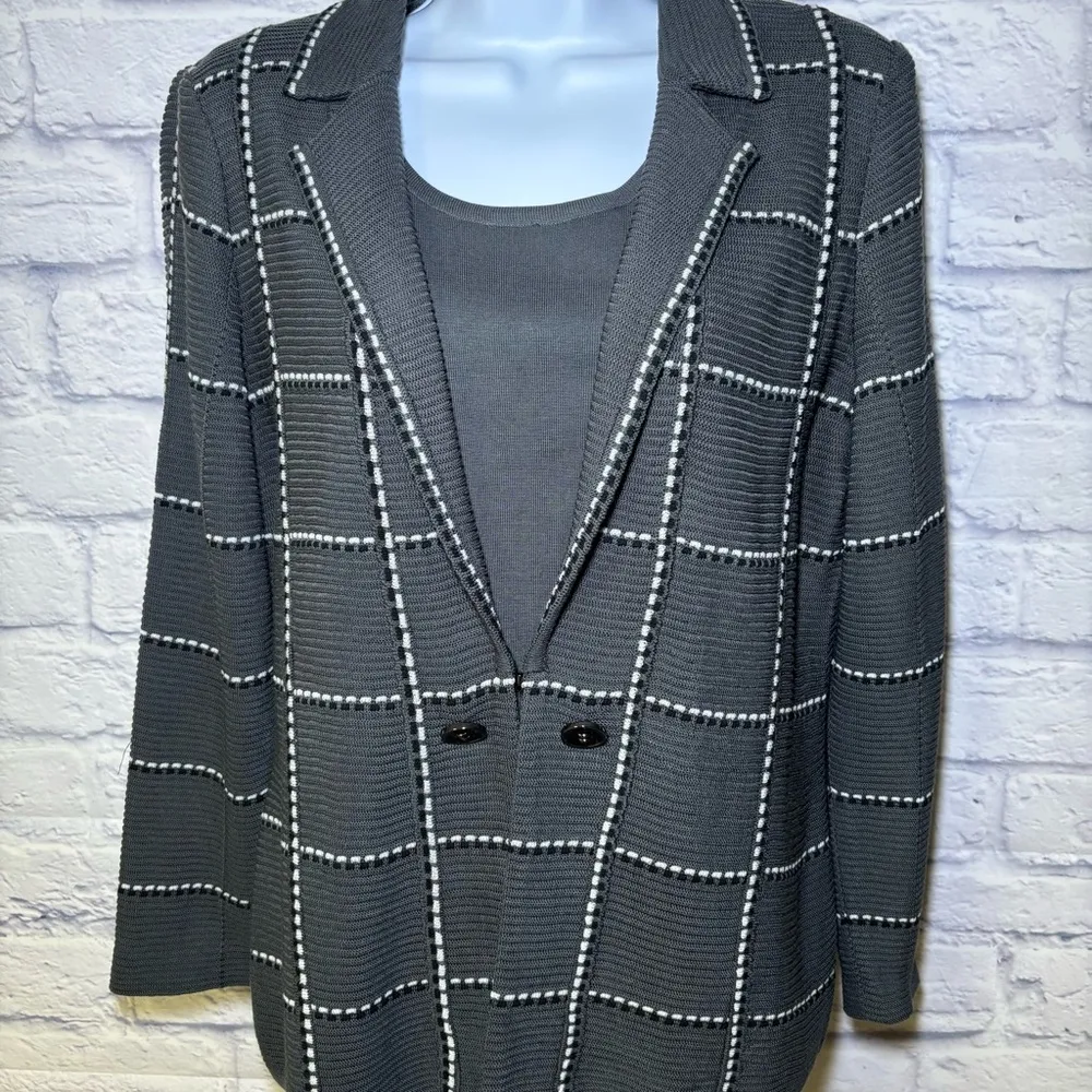 Ming Wang Womens Gray Black 2 Pc  Jacket & Tank Top S, XS Business Career - Image 2