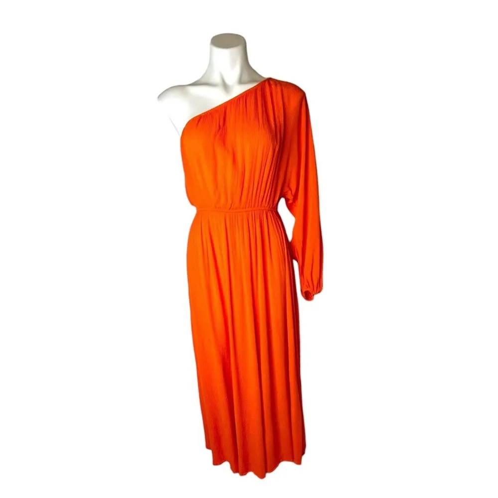MARA HOFFMAN Vibrant Orange Vera One Shoulder Maxi Dress Bright Resort Size M - Image 2
