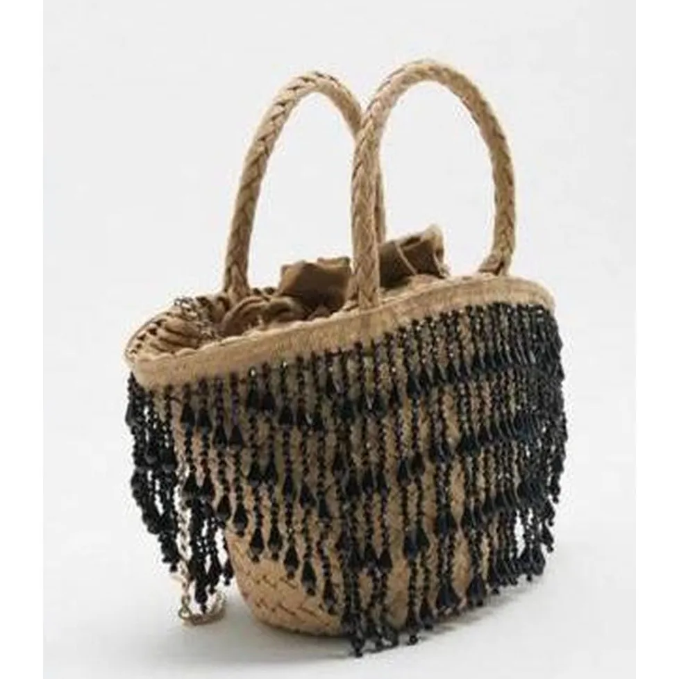 NWOT Zara mini woven beaded fringe bag - Image 3