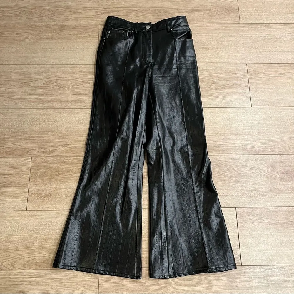 Stand Studio Black Reese Faux Leather Flared Trousers Size 38 - Image 2