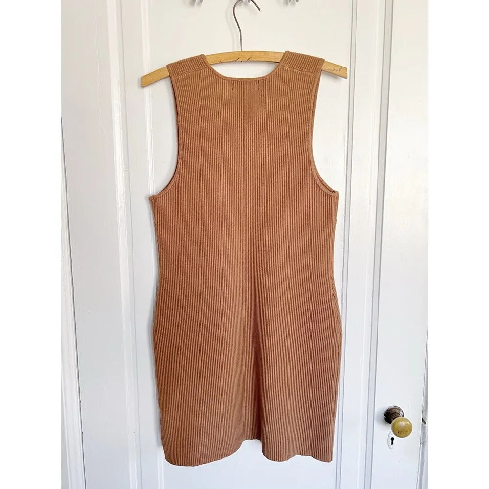 House of Harlow 1960 • Luxe Essentials Sleeveless V Neck Ribbed Mini Dress brown Size M - Image 7