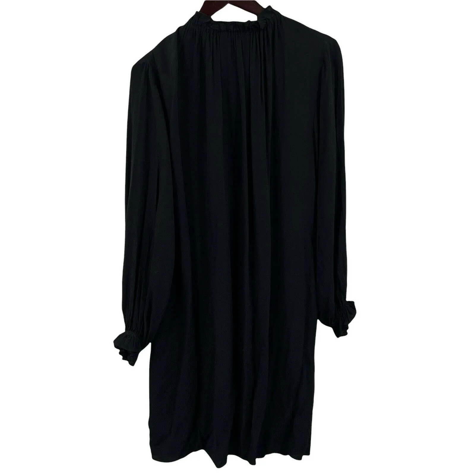 & Other Stories Black High Neck‎ Long Sleeve Rayon Dress Size 8 - Image 4