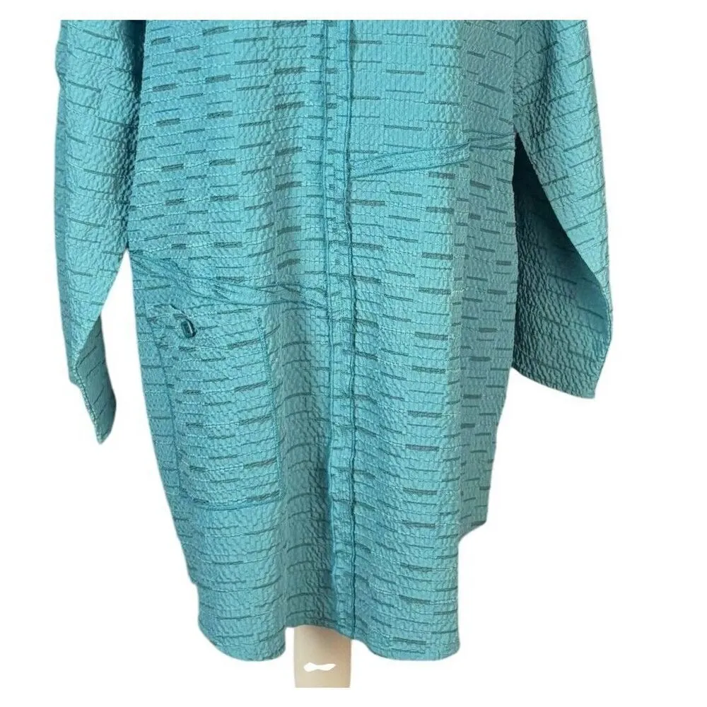 Habitat Clothes To Live In Tunic Size Large Blue Geometric Textured Lagenlook - Image 5