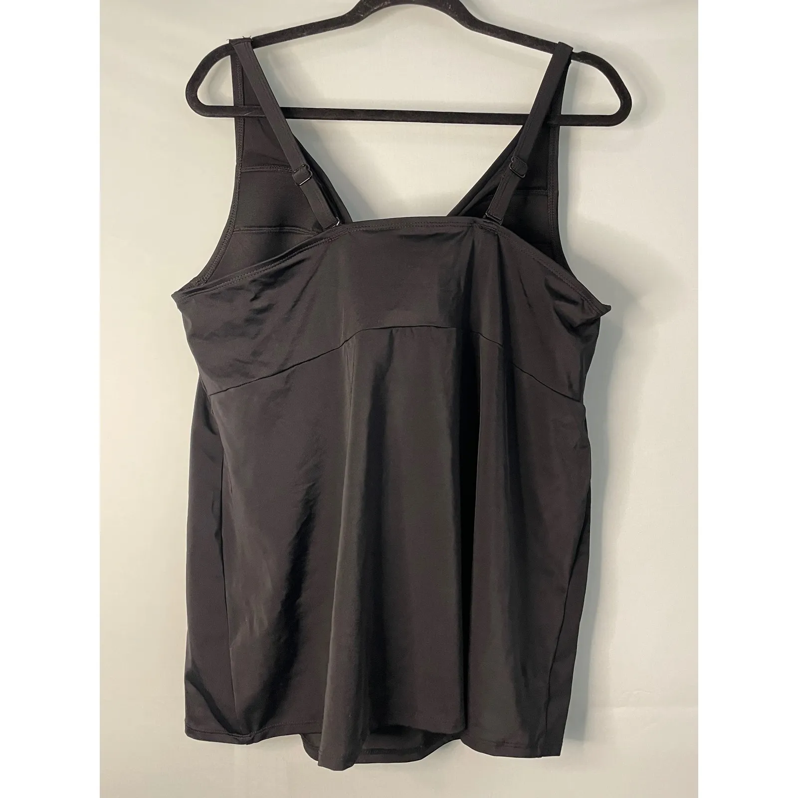 Cacique Swim Black Tankini Swim Top Tummy Control Bra Support Plunging Neck 42DD Size undefined - Image 5