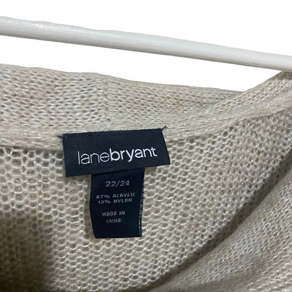 Lane Bryant plus size 22/24 long sleeve cowl neck light weight sweater cream oat - Image 2