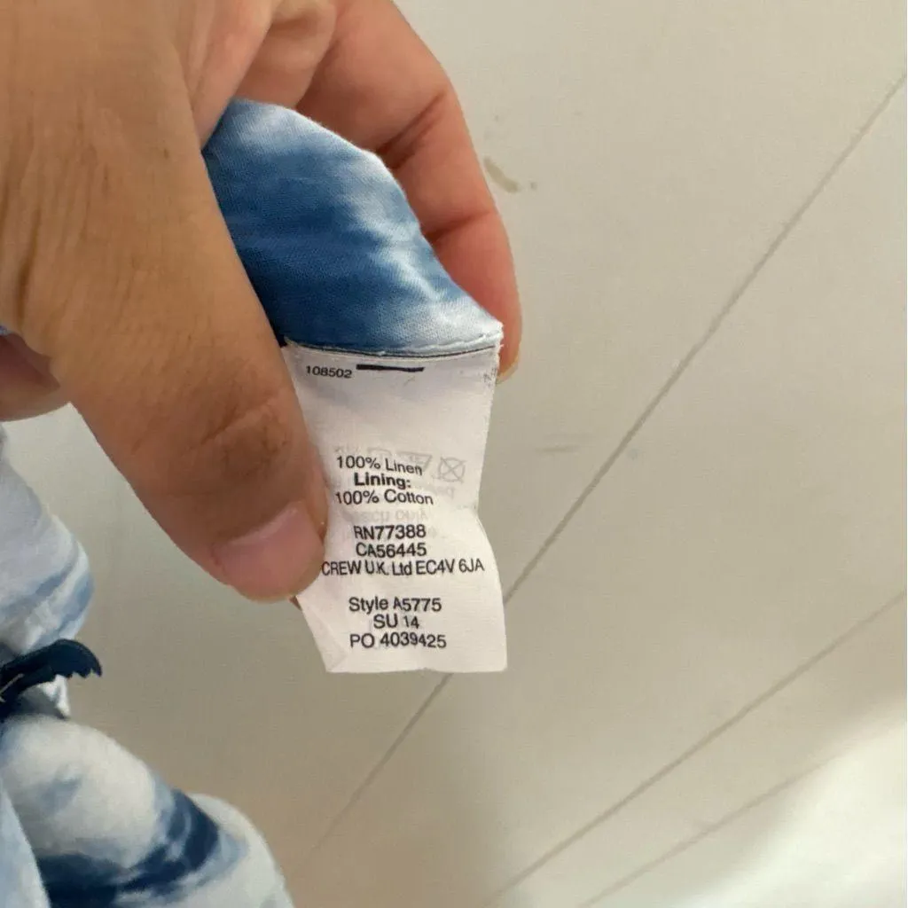 Madewell Indigo Shibori Tie Dye Linen Skirt Women's  Blue A-Line Side Zip Boho 0 - Image 6