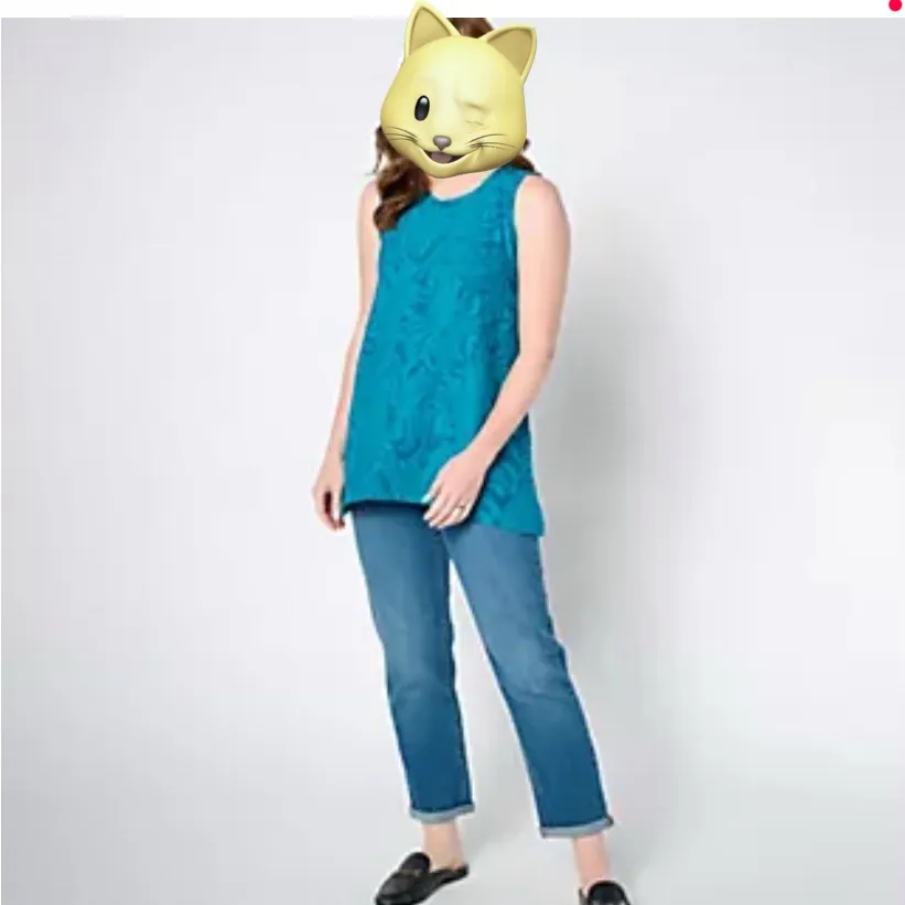 LOGO by Lori Goldstein Teal Sleeveless Blouse - Image 2