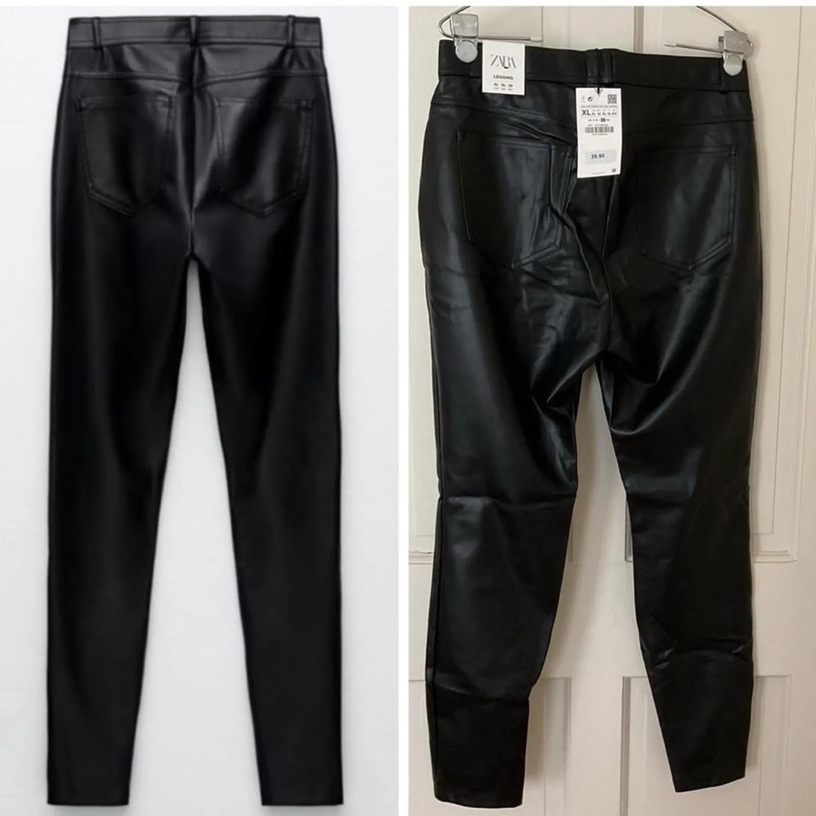 Zara black faux leather leggings pants - size XL - Image 1