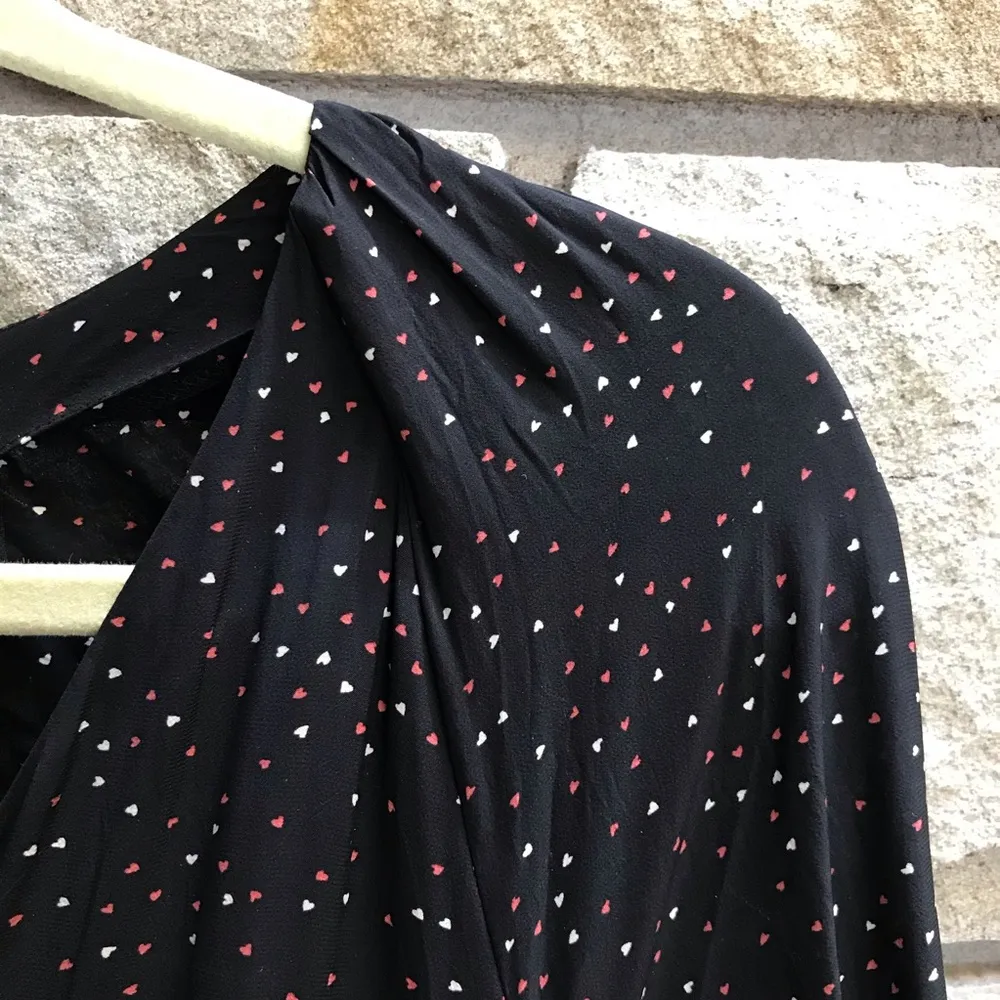 Joie Alithea Polka Dot Heart Print Blouson A-line Midi Dress Asymmetrical - Image 5