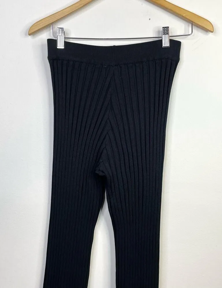 Dissh Lou Wide Leg Pants Ribbed Knit High Waist Classic Minimalist womens M - Image 5
