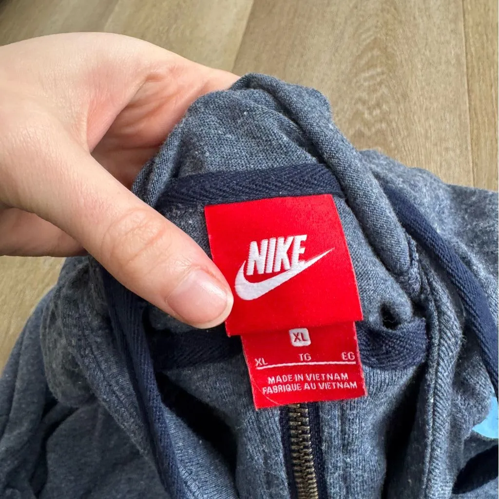 Nike Grey UNC North Carolina Zip-Up Hoodie Sweatshirt - Image 3