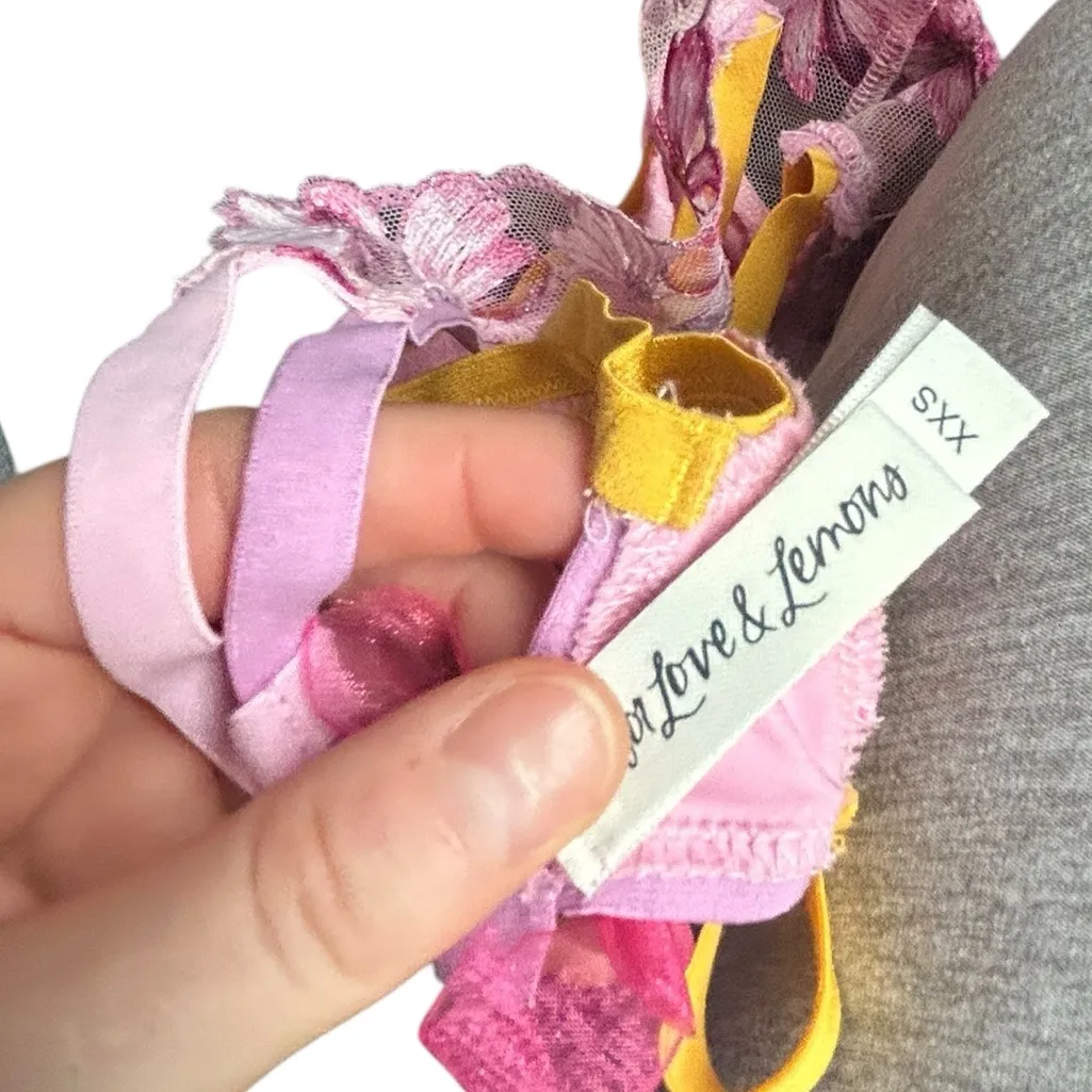 For Love And Lemons Lilac Purple Falling Bustier Floral Lace Bra Set - Image 13