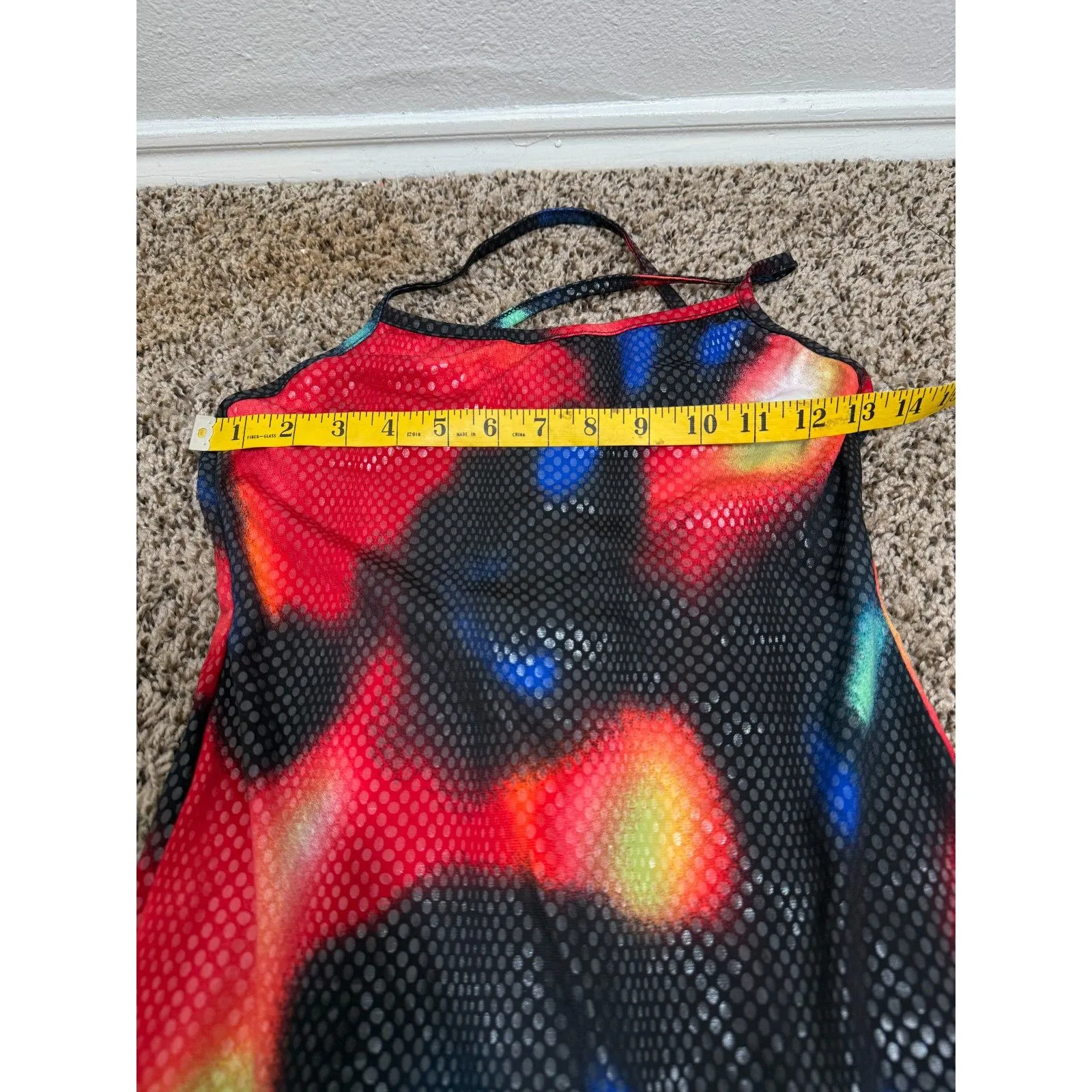 Vtg Y2k Magia USA Womens Colorful Bodycon Dress Sz M Disco Rave 70s Artsy Red Size M - Image 8