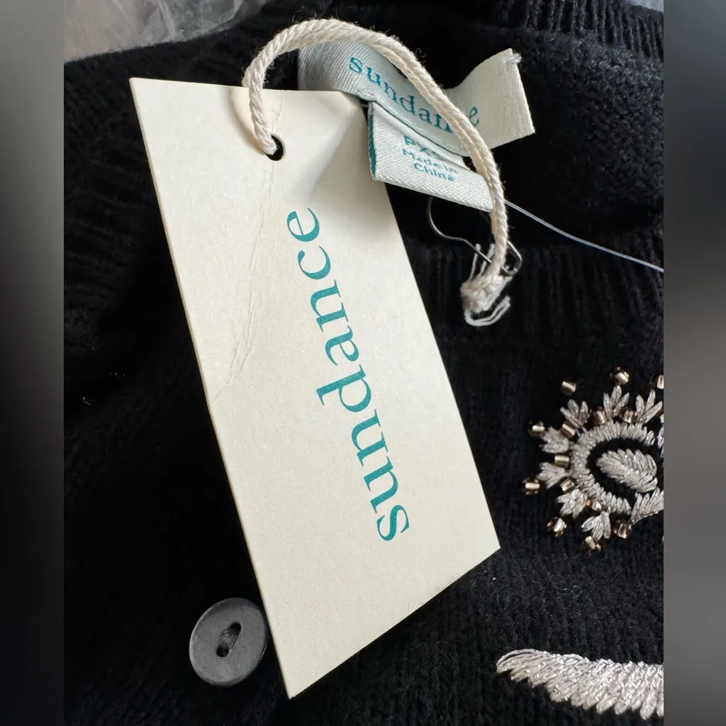 NEW Sundance Andrina Beaded Embellished Holiday Cardigan Sweater Petite XS - Image 3