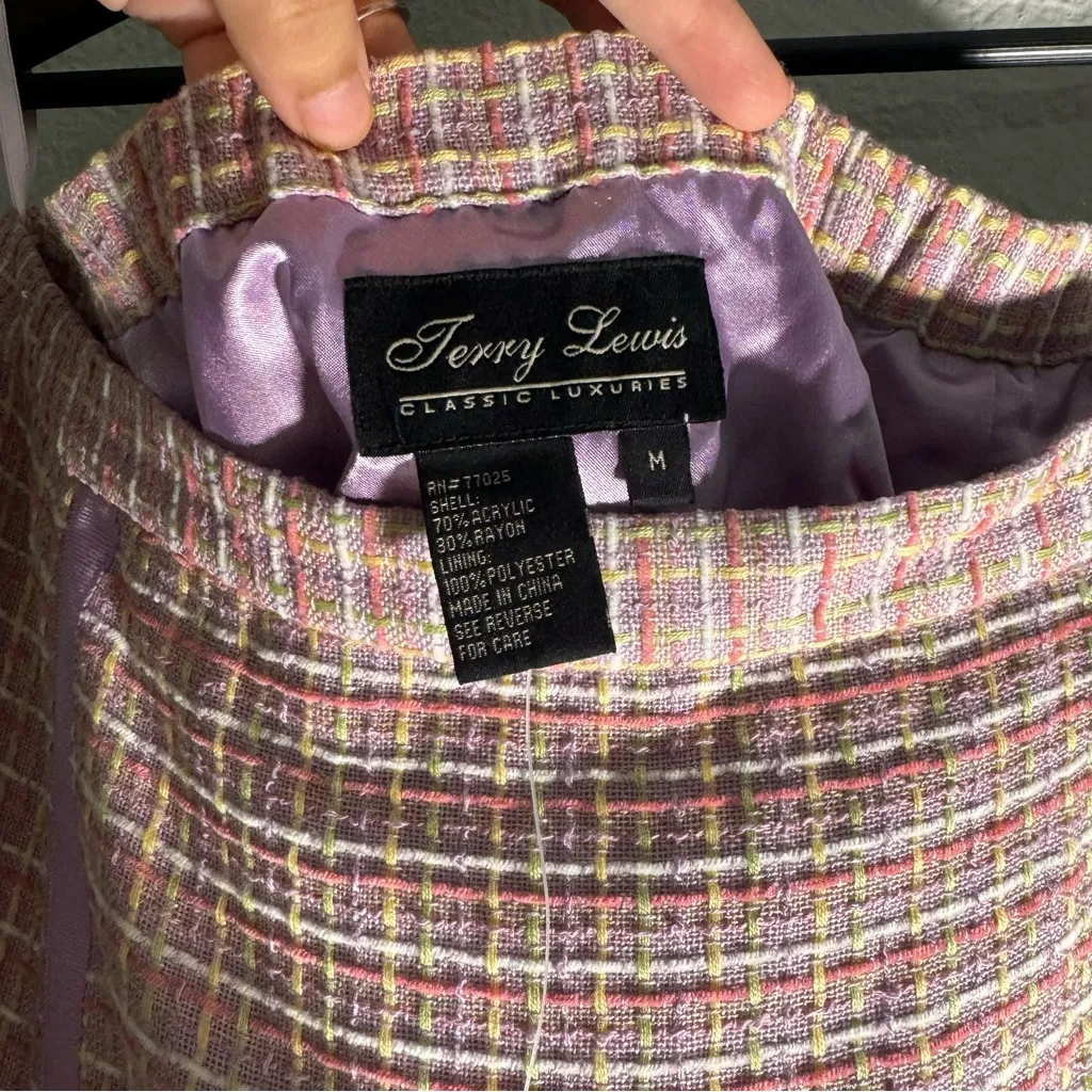 VINTAGE NWT Terry Lewis • Tweed Midi Skirt • Medium • Business • Office Attire Purple - Image 7