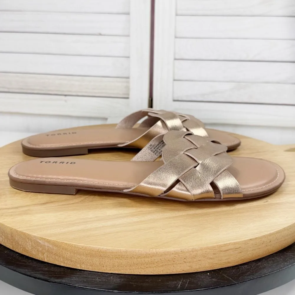 Torrid Braided‎ Strap Slide Sandals Rose Gold 10.5W - Image 3