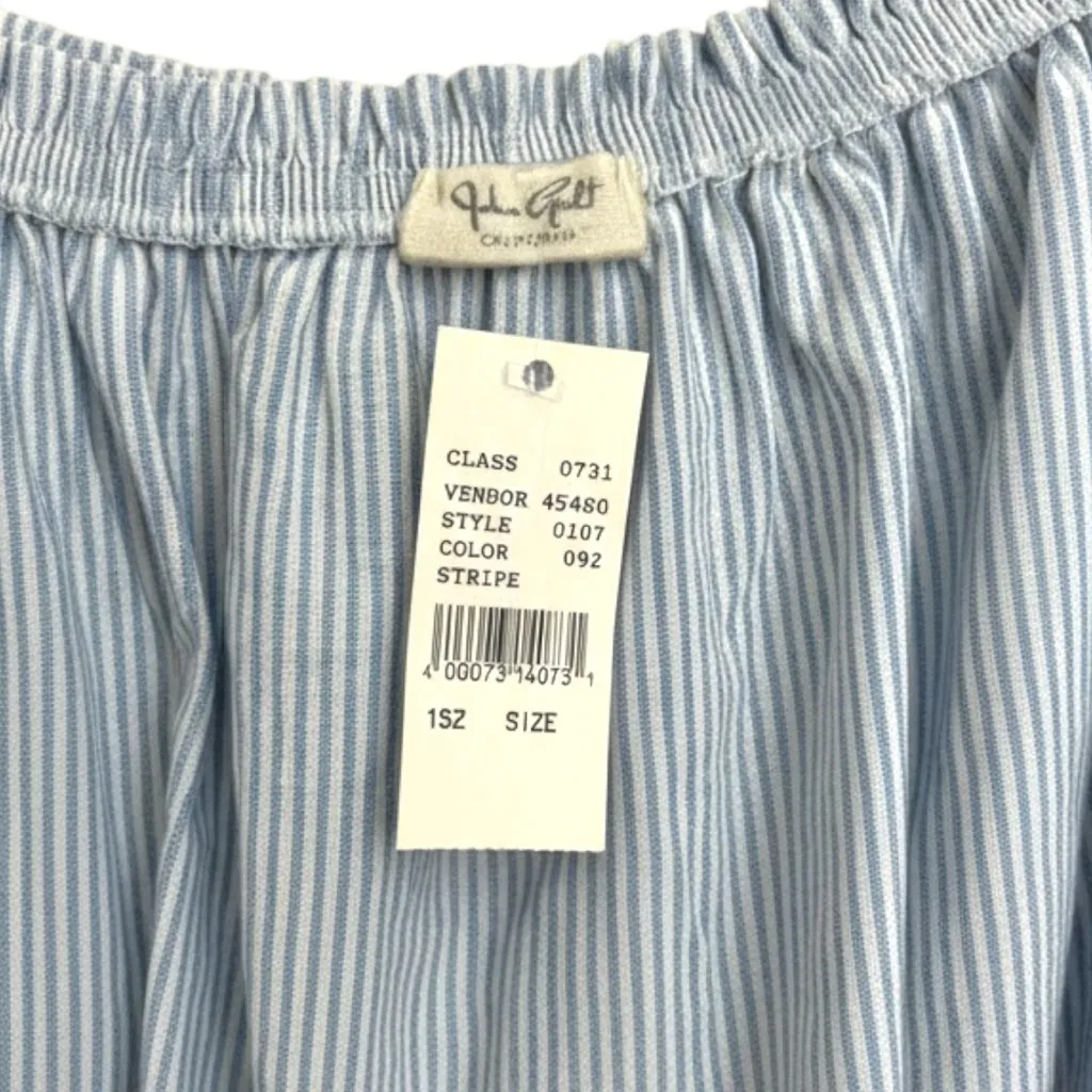 John Galt Brandy Melville Off The Shoulder Blue White Striped Crop Top Size OS - Image 6