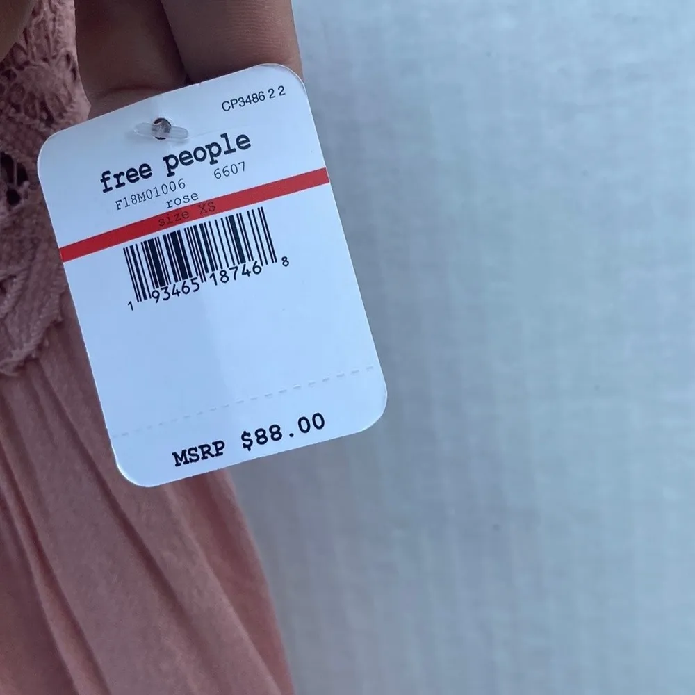 NWT Free People Womens XS Adella lace strappy Slip Dress Dusty Rose Pink - Image 12