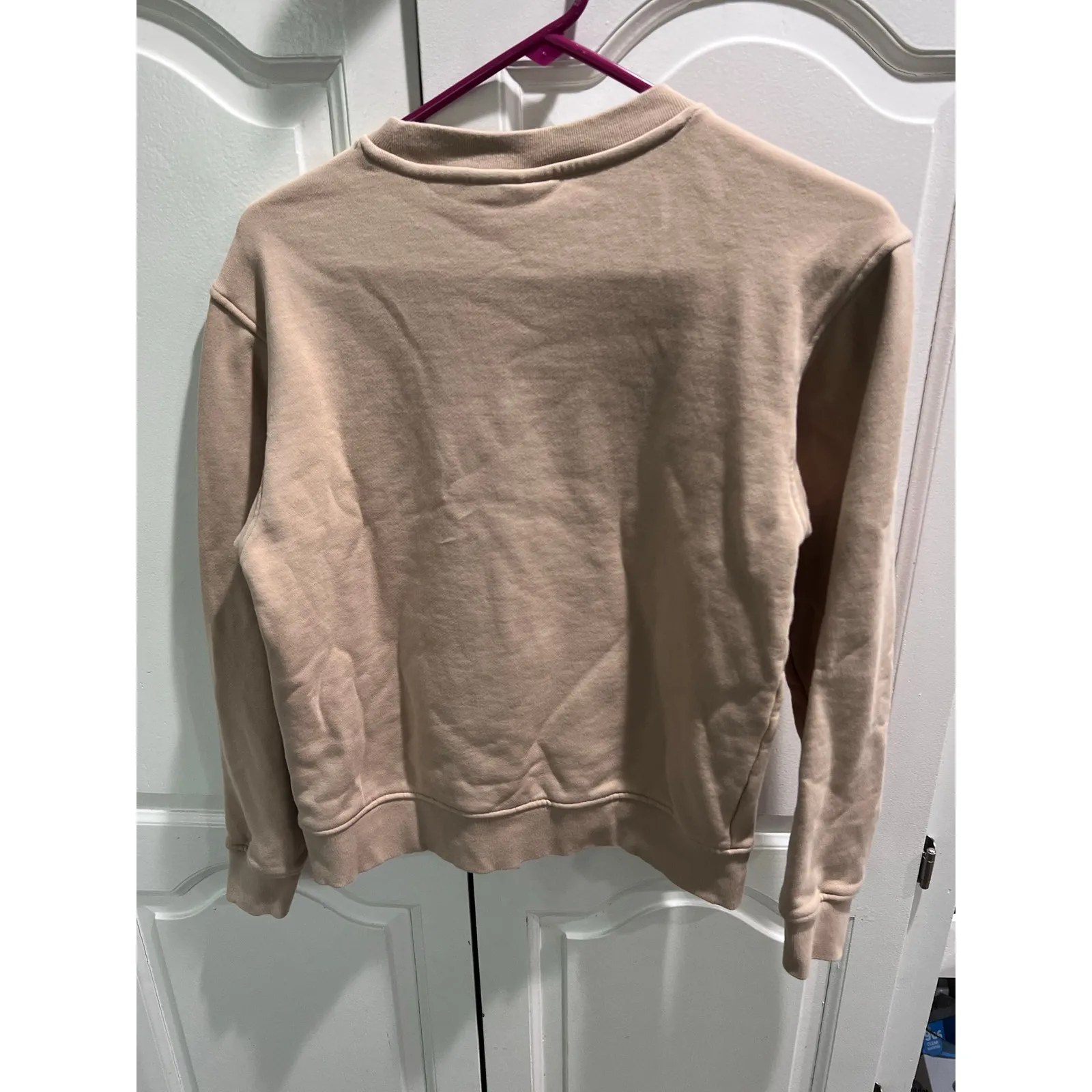 Adidas Originals Trefoil 1949 Crewneck Sweatshirt Beige Tan Women XS Small Logo - Image 4