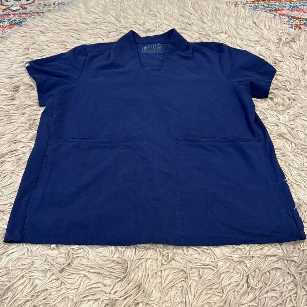 Figs navy blue double pocket scrubs top XL - Image 3