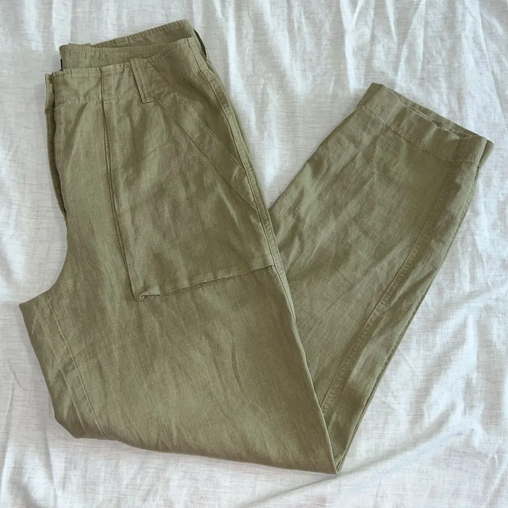 J. Crew Women's Linen Seaside Cargo Pant Straight Leg Utility Casual Size 6 Tall - Image 10