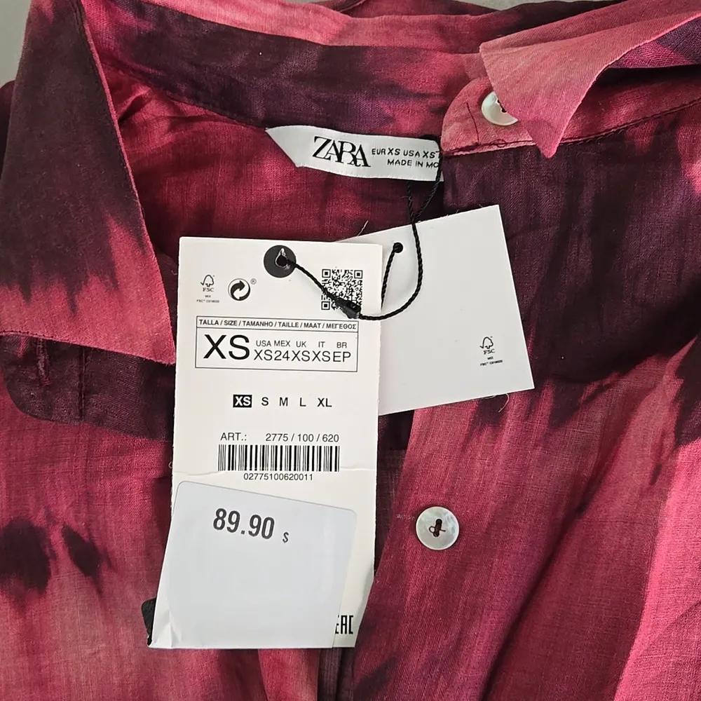 NWT! Zara Red & Black Tie Dye Button-Up Maxi Dress - Image 4