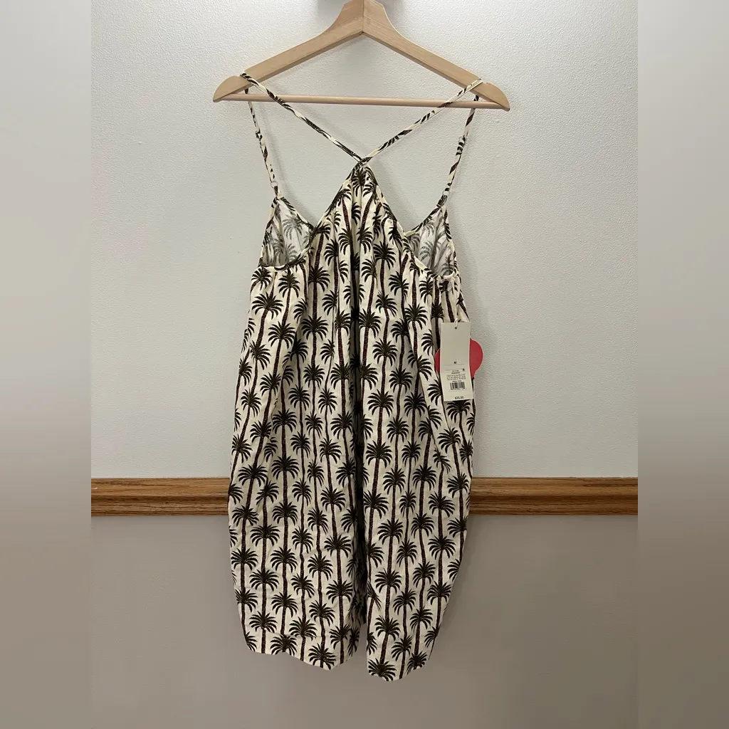 NWT Agua Bendita Linen Palm Print Halter Neck Mini Dress Size Medium - Image 3