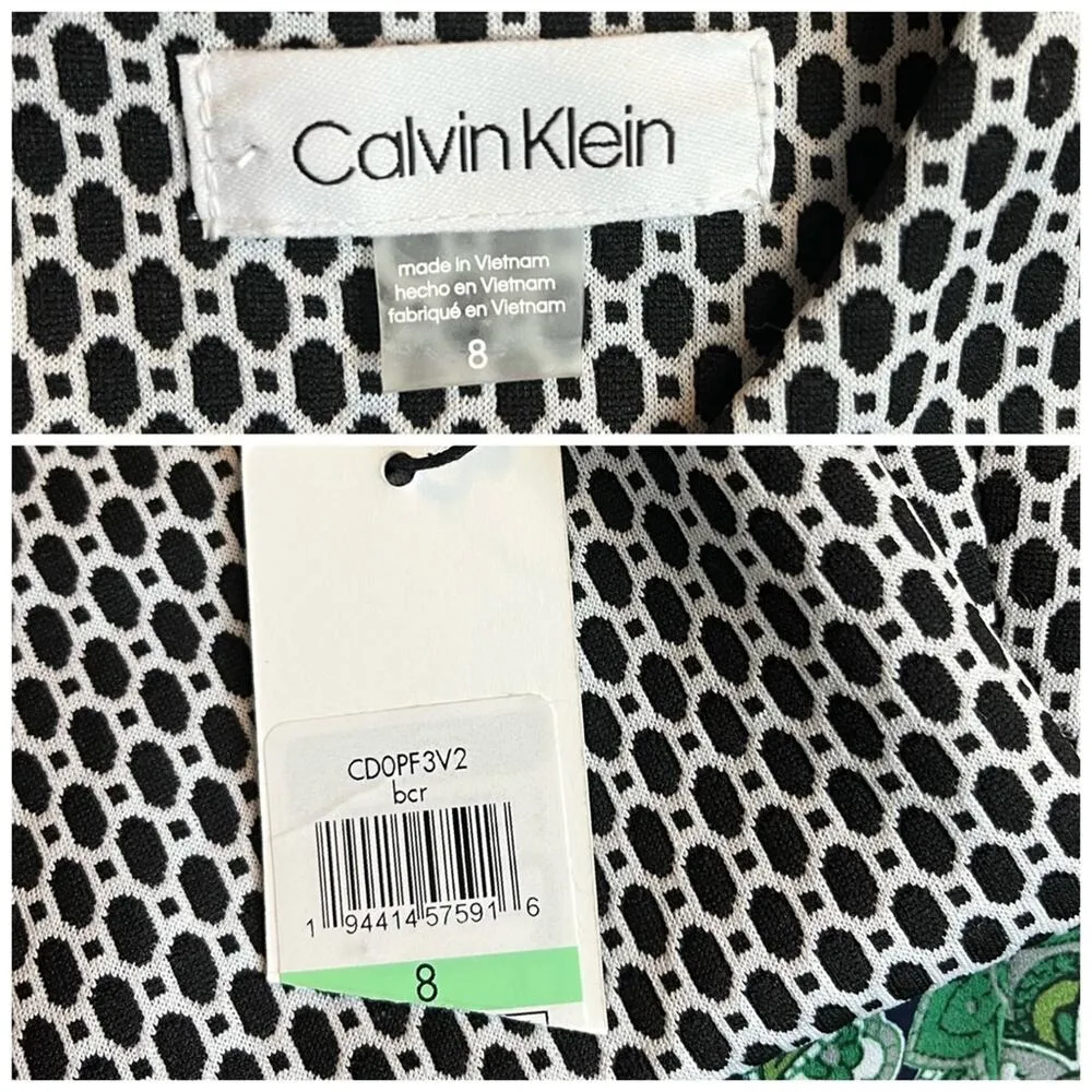 Calvin Klein Shift Dress Crew Neck Short Sleeves NEW Black Geo Women’s Size 8 - Image 9