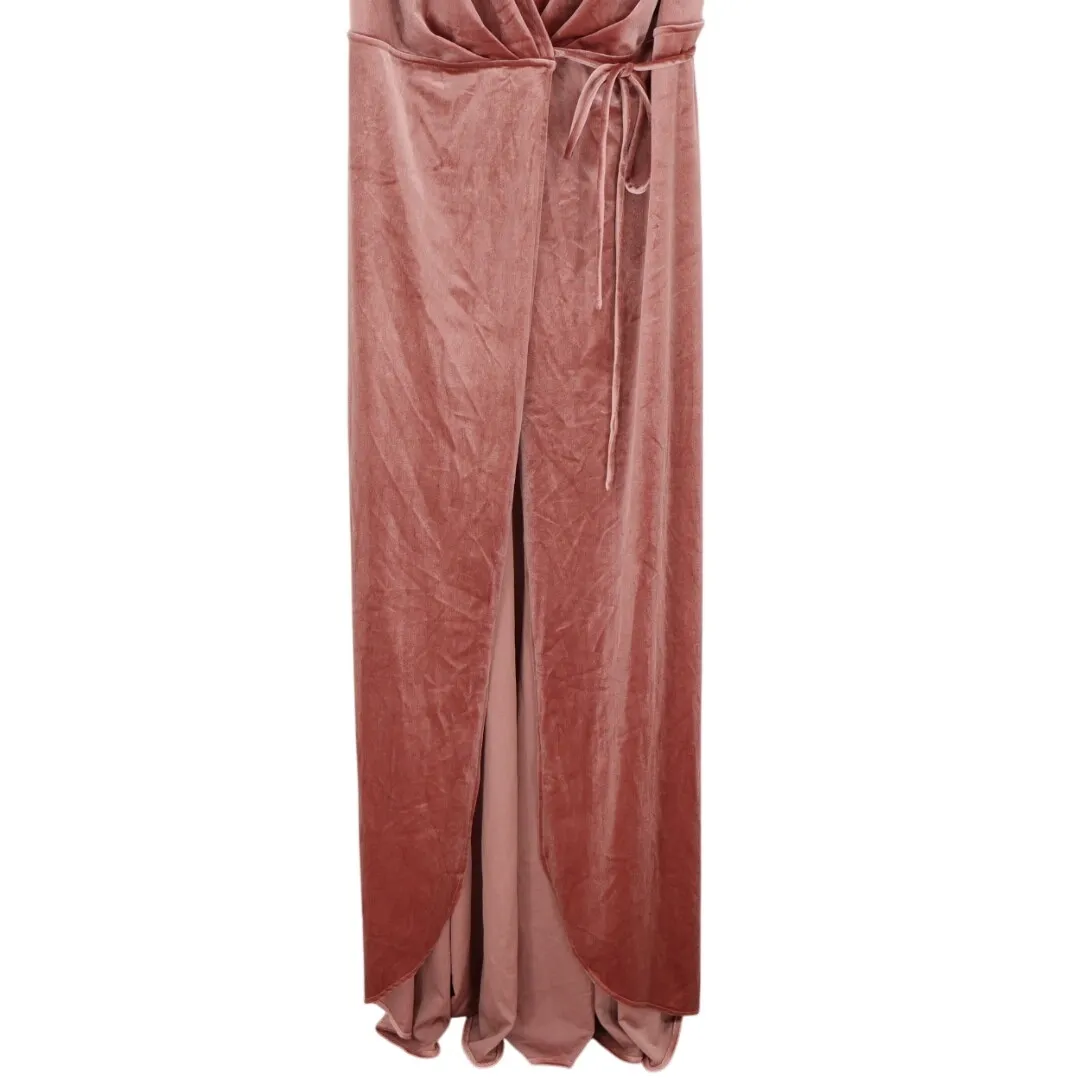 AFTER SIX Velvet Maxi Wrap Dress In Tawny Rose Size M - Image 4