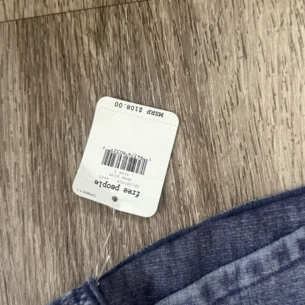 Free People Blue Cropped Pants High Rise Cotton Relaxed Fit Womens Size Large - Image 5