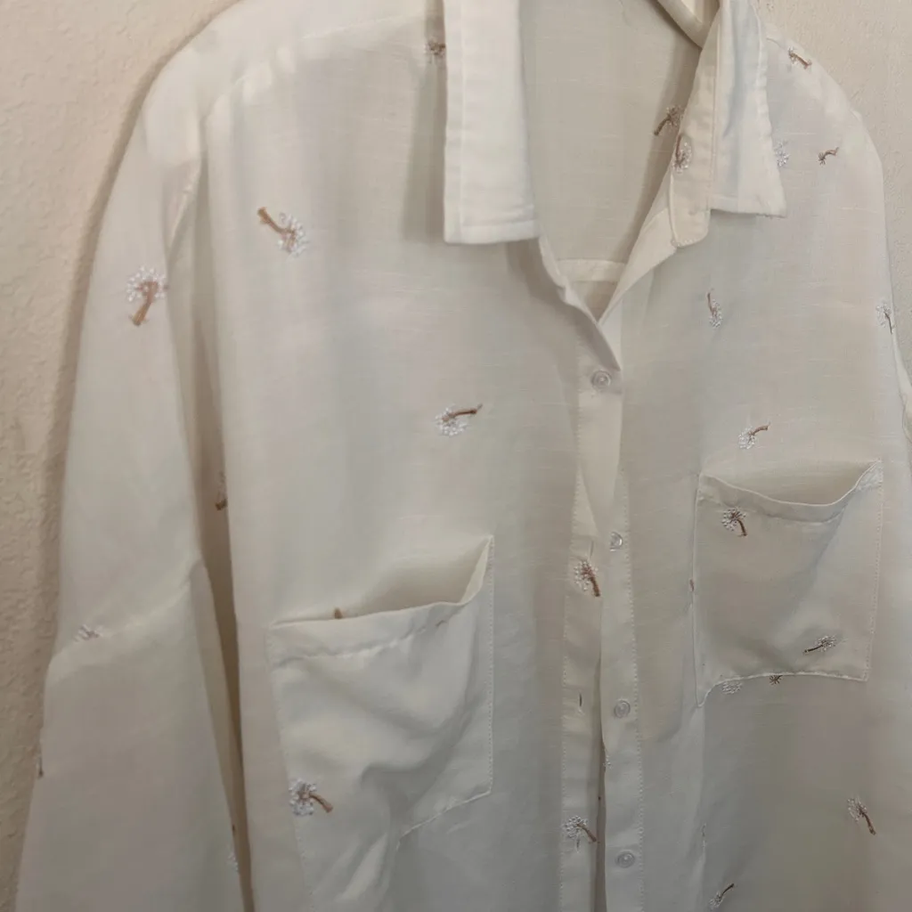 Lush Dandelion tie top 3/4 sleeve collared button down women’s shirt size XXL - Image 2