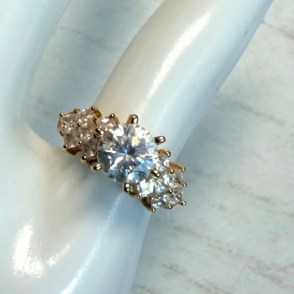 Gold Plated CZ Classic Engagement Style ring - Image 2