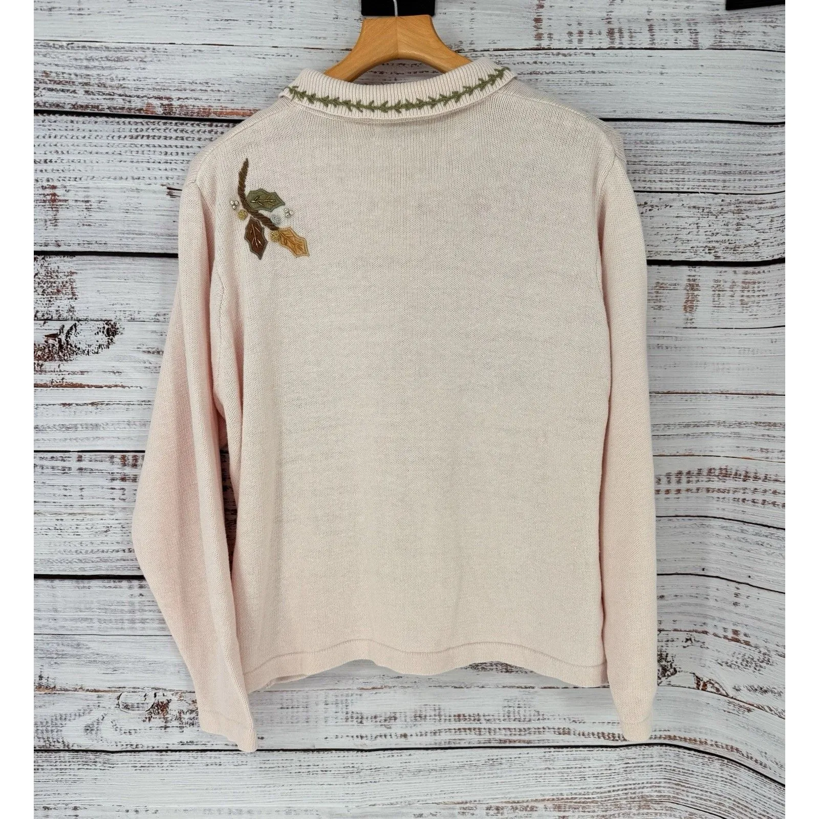 Vintage Ugly Christmas Sweater Women's XL Pink Winter Holiday Beaded Cardigan - Image 2