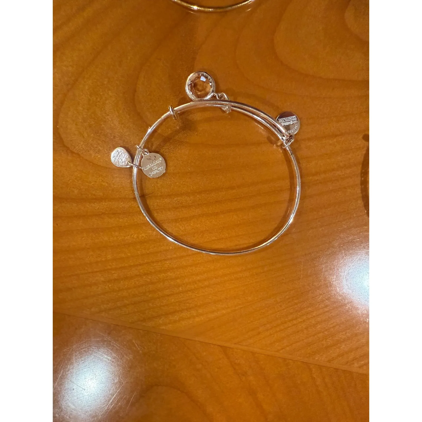 Alex and Ani‎ Bracelets Gold Tone Charm Bangle Set of 5 Daisy Blue Stone Heart - Image 4