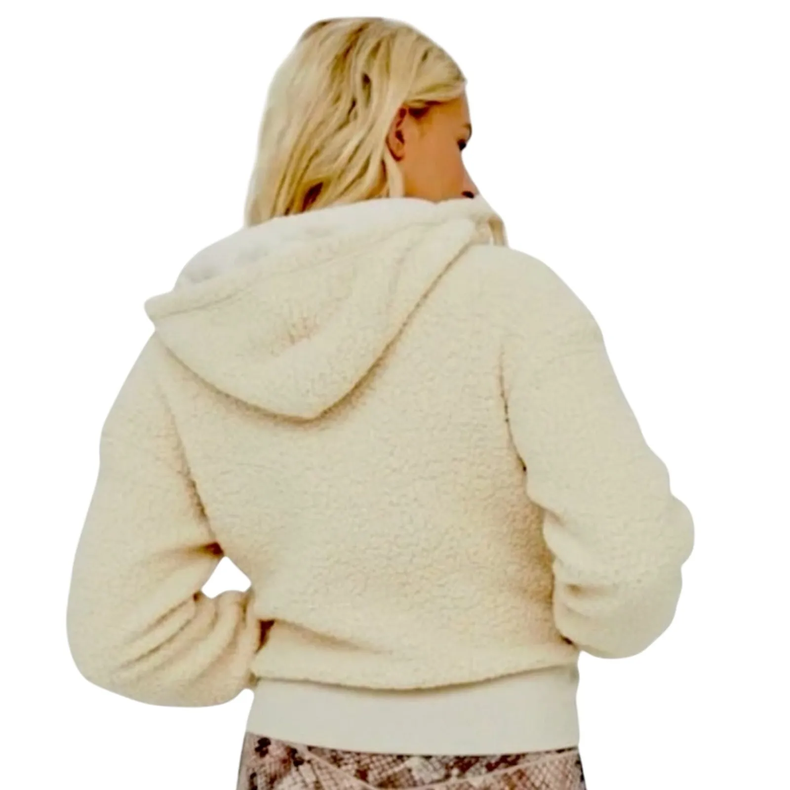 Aerie Offline Oatmeal Cream Sherpa Hoodie Jacket – Size Small Cozy Teddy - Image 2