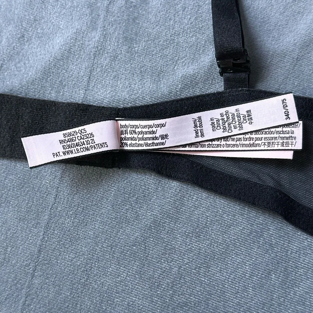 Victoria's Secret Lined Demi Bra Size 34D Black Gold Shiny Lace Underwire 858629 - Image 8