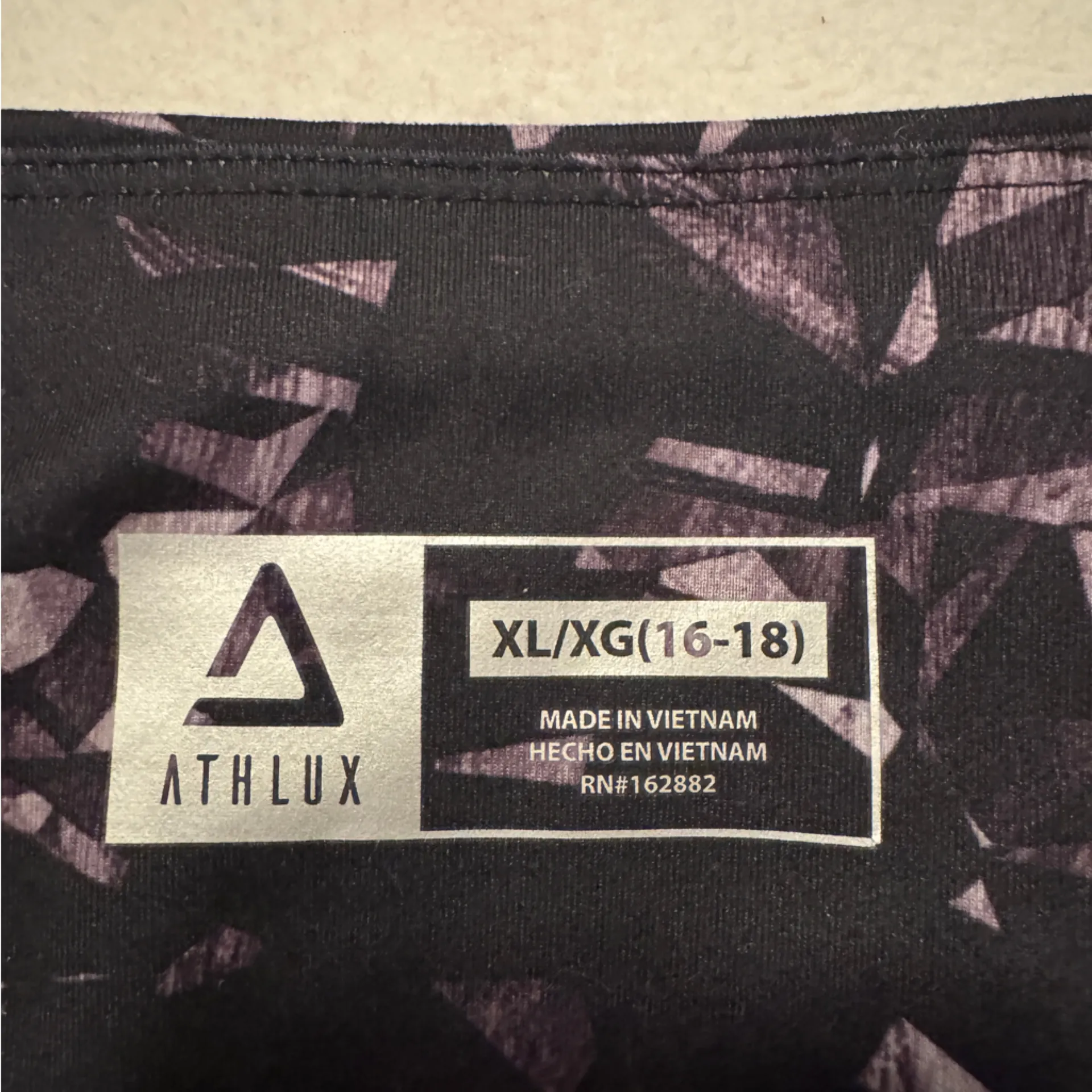 Women’s Athlux Black and Purple Patterned Leggings Size XL - Image 3