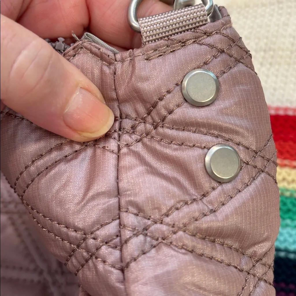 Baggallini Light pink mauve modern quilted nylon crossbody convertible RFID Bag - Image 11