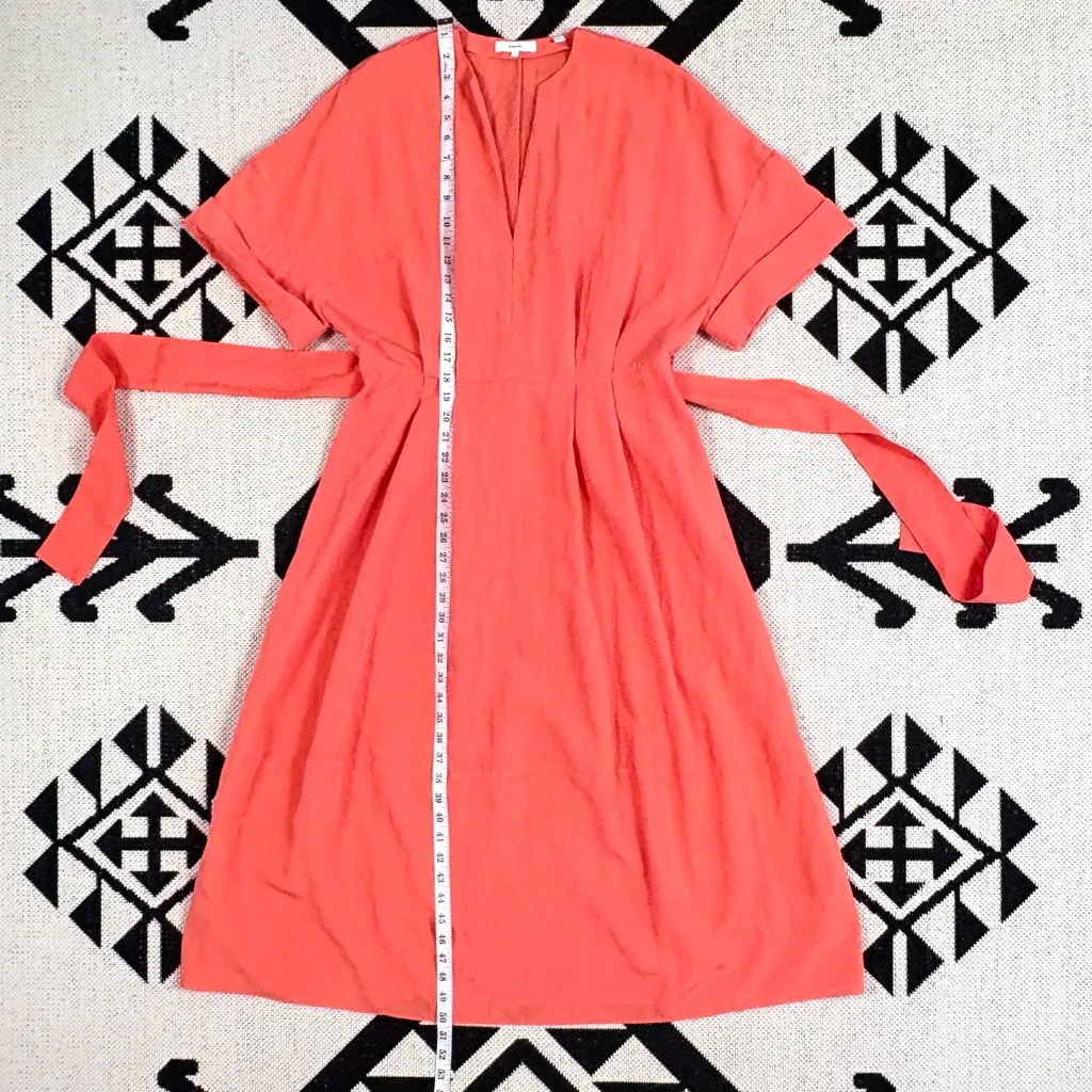 Vince Cuffed Short Sleeve V-Neck Midi Shirt Dress in Burnt Orchid Medium - Image 7