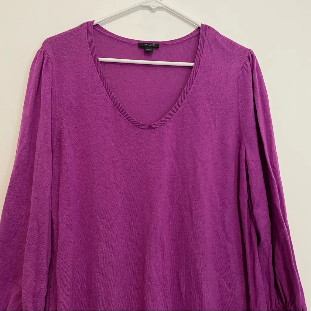 J. JILL Wearever Collection Silk Blend Blouson Sleeve Sweater Purple 3/4 Sleeve Size L - Image 5