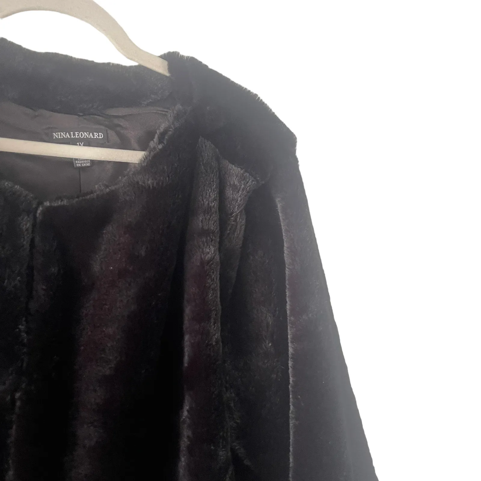 Nina‎ Leonard Plus Size 1X Faux Fur Black Winter Coat - Image 4