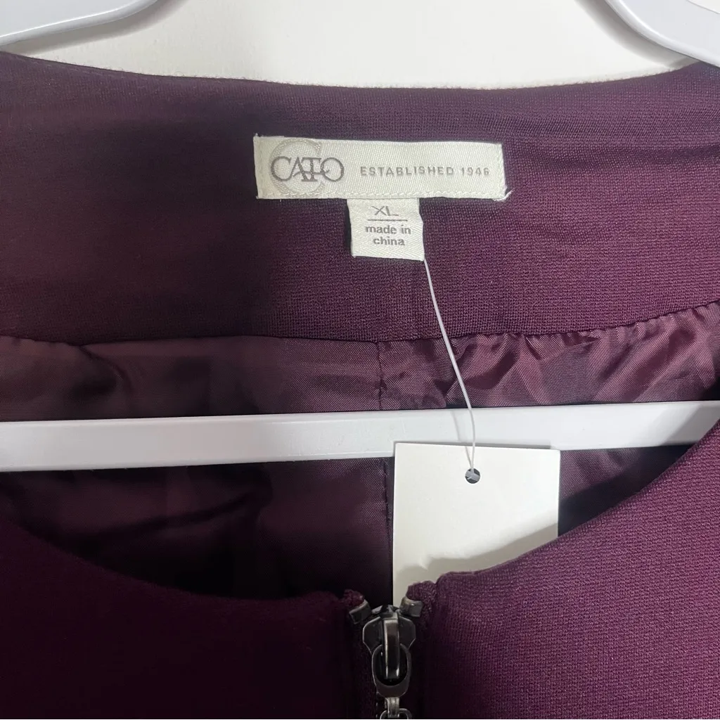 Cato Women's Dark Purple Plum Jacket Zipper Pockets Size XL - Image 6