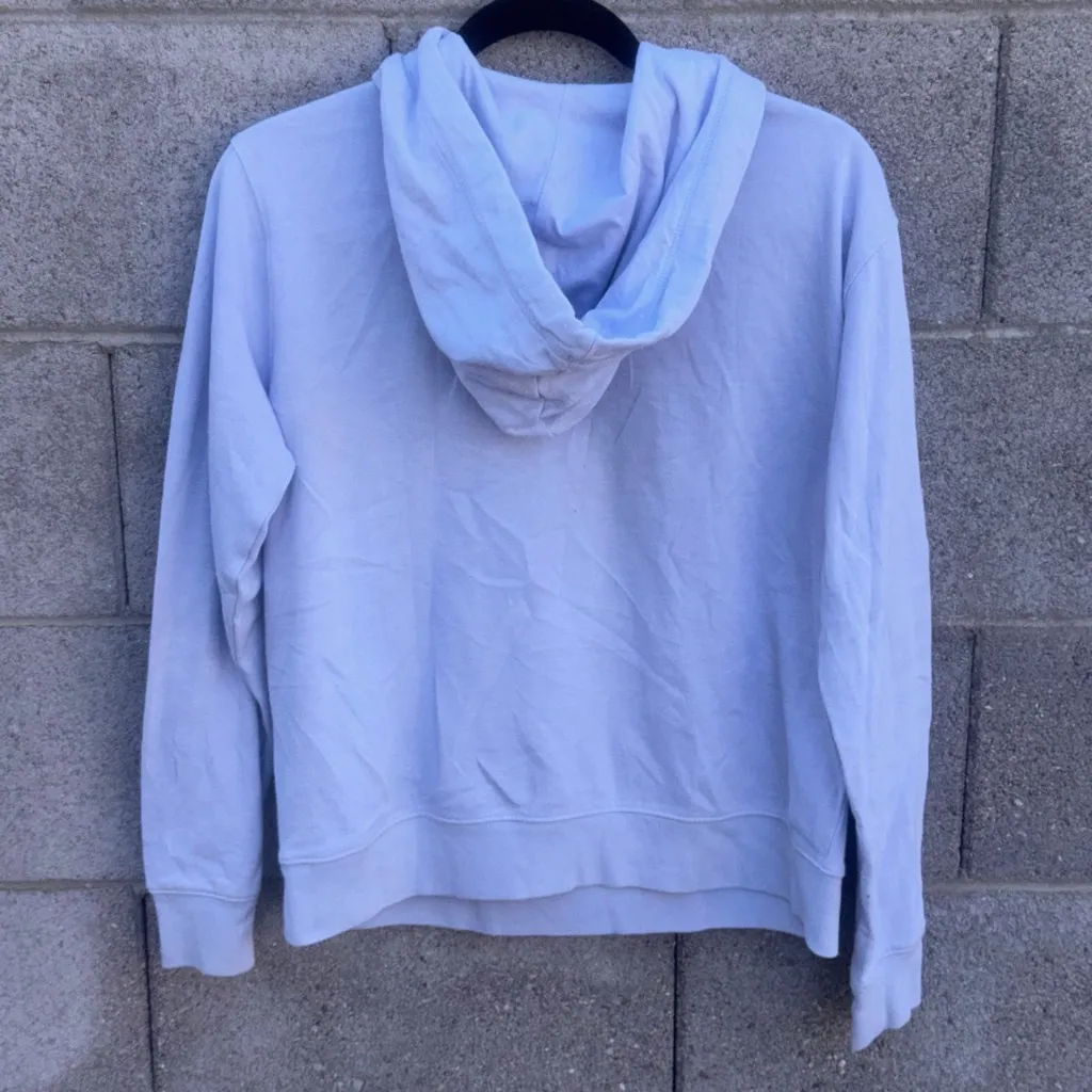 Y2K Aeropostale Light Blue Hoodie with Pink Floral Detail Size M - Image 4