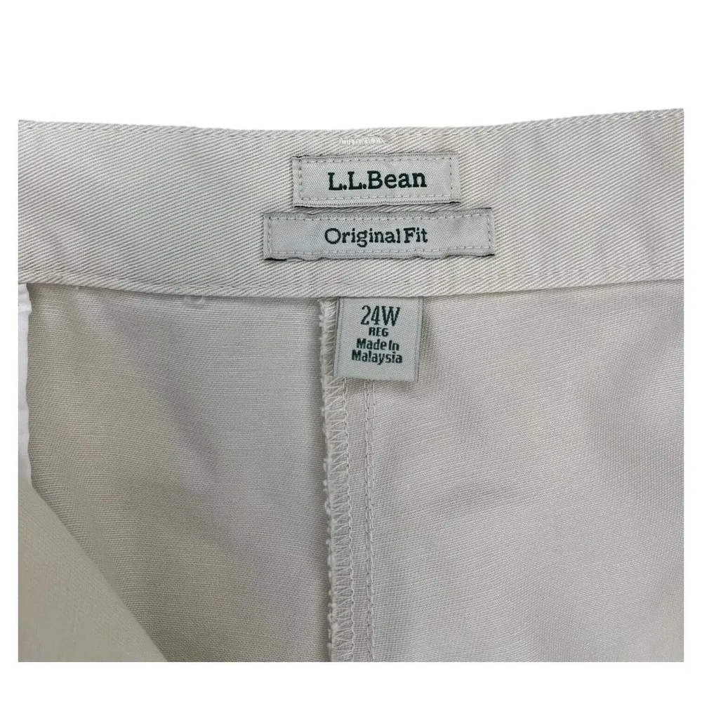 LL Bean Pants Women 24W Original Fit Capri Cropped Cotton Khaki Beige - Image 12
