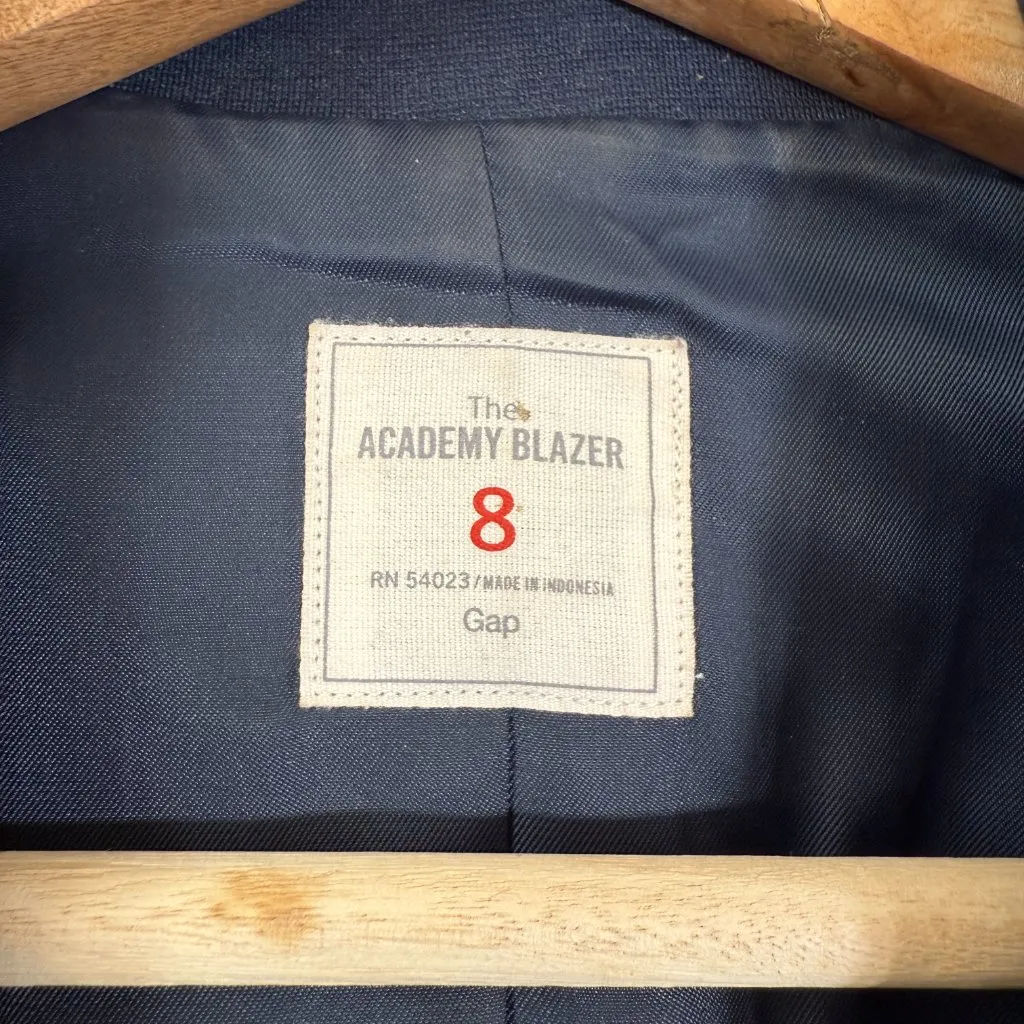 Gap The Academy Ponte Blazer Jacket Women's 8 Navy Blue Black Trim Career Formal - Image 7