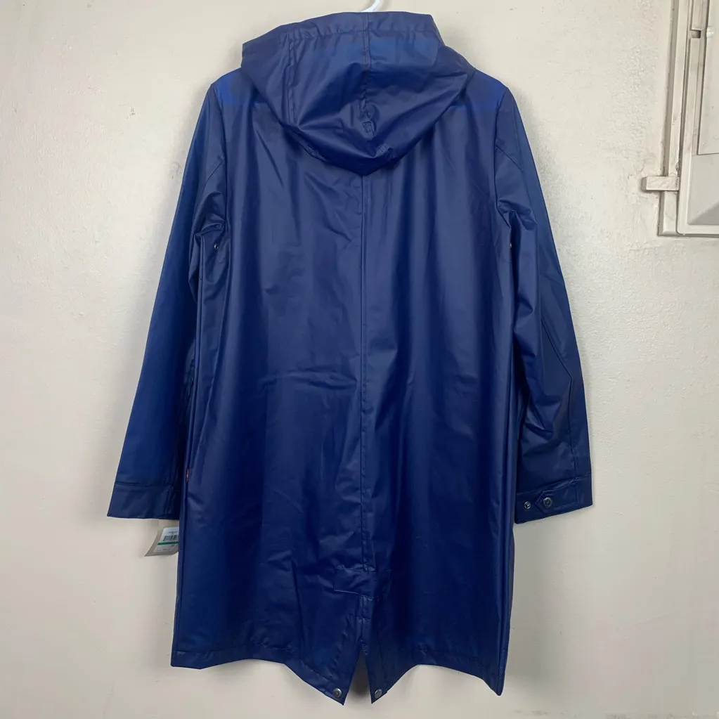 Levi's Blue Rain Jacket Trench Coat Hooded XS Long Line Snap Buttons Winter - Image 6