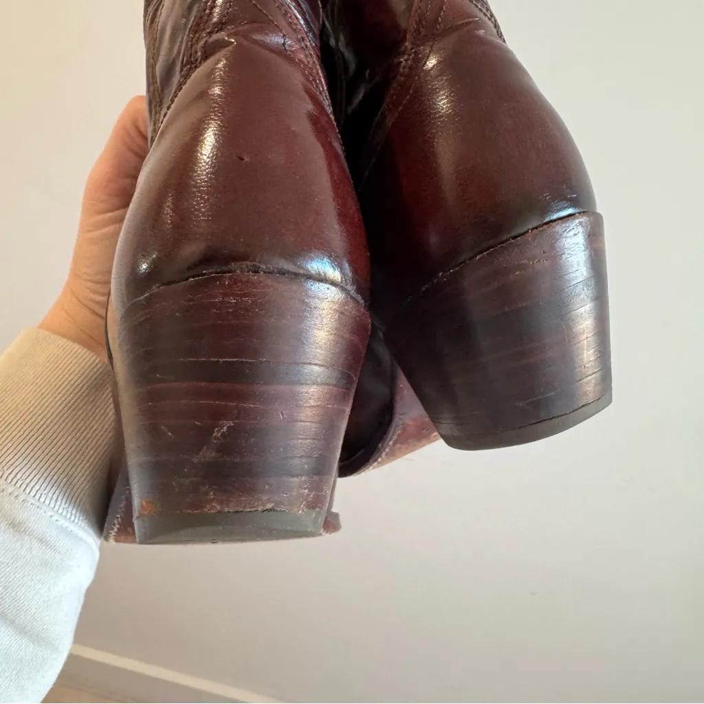 Vintage Dan Post Cherry Leather Cowboy Boots Womens Size 6C - Image 5