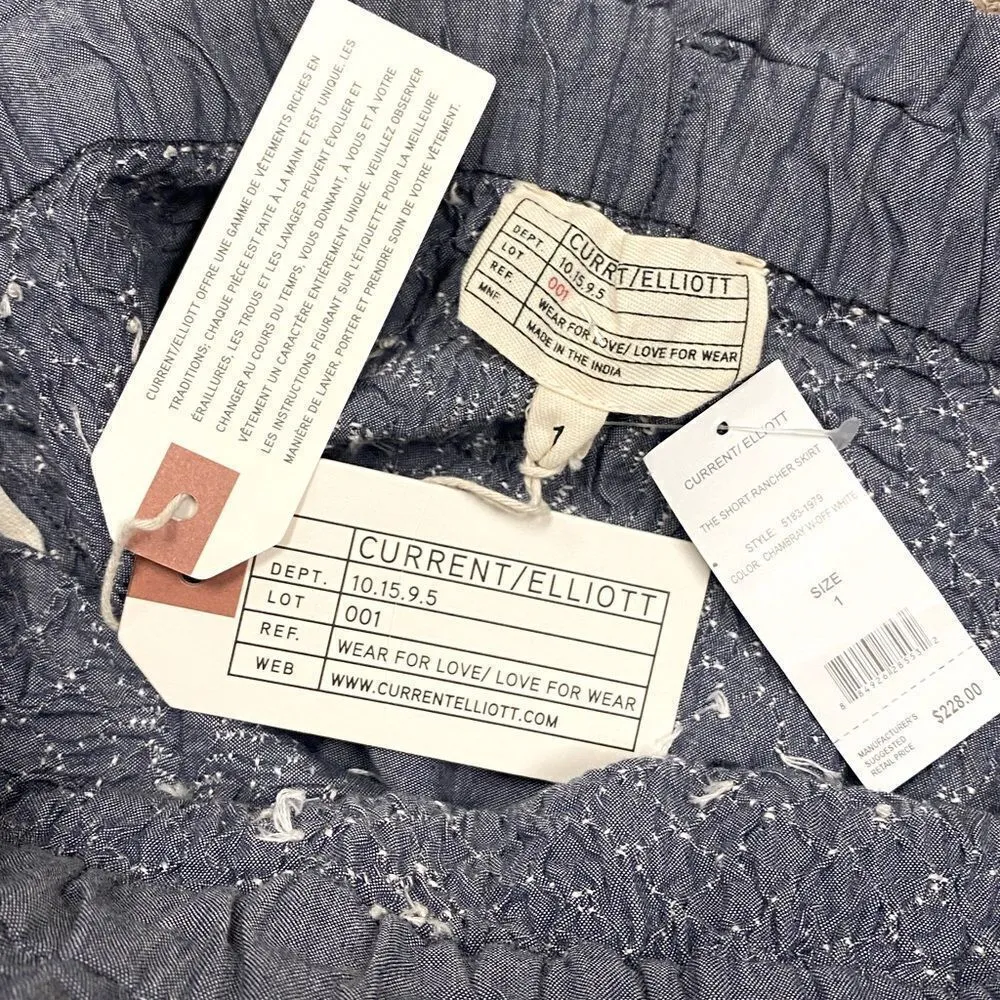 🆕 Current/Elliott Chambray Skirt with White Embroidery (CE-1) - Image 2